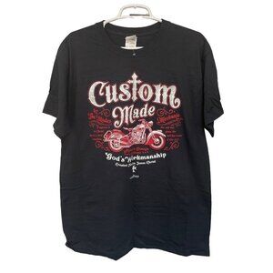Fruit‎ of the Loom Custom Made Worship Motorcycle T-Shirt Religious Biker Large